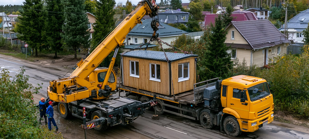 Перевозка бытовки манипулятором в Минске — цена от 290 BYN | ТК АрВиСтрой